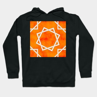 Octagrams on Orange Clouds Pattern Hoodie